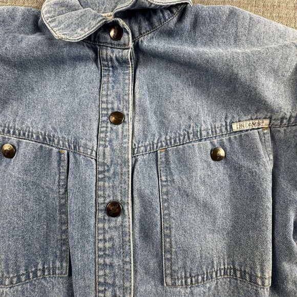 Vintage Dreams Denim Jumpsuit Womens Small 80s Full Length Jean Romper - Picture 8 of 10